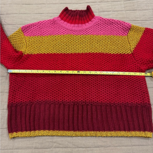 NWT FARM Rio Shiny Stripe Colorblock Turtleneck Sweater RED MULTI Medium $210 - Picture 4 of 12